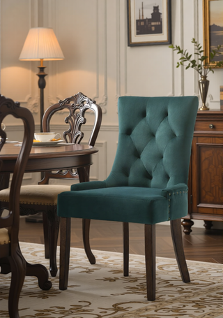 Sunvega Two-Tone Beige Fabric Side Chair with Reclaimed Gray Finish and Nailhead Trim