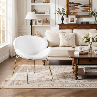 Sunvega Velvet Upholstered Padded Bucket Seat Dining Chair with Metal Legs