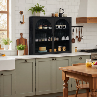 Sunvega Modern Two-Door Wall Cabinet with Three-Tier Storage for Living Room
