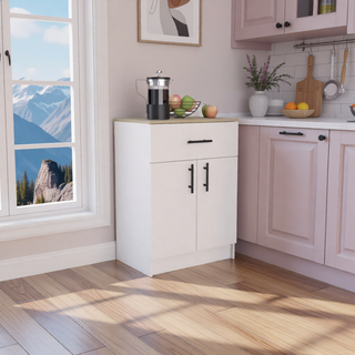 Sunvega Black Multistorage Pantry Cabinet with One Drawer and Two Shelves