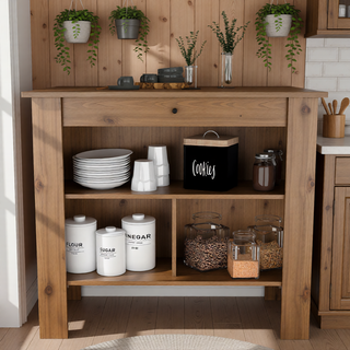 Sunvega Kitchen Island Table with Three Open Storage Shelves and Spacious Leg Room