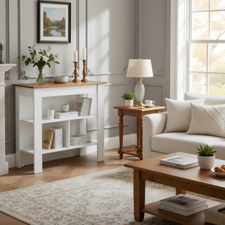 Sunvega Kitchen Island Table with Three Open Storage Shelves and Spacious Leg Room