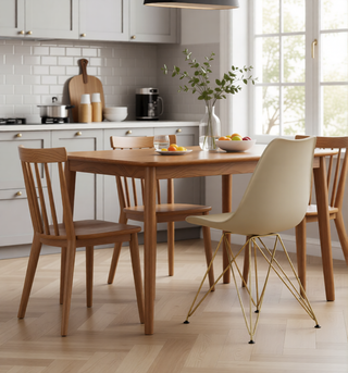 Sunvega Modern Dining Chairs with Golden Steel Legs and Plastic Seat Set of 4 Grey