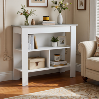 Sunvega Kitchen Island Table with Three Open Storage Shelves and Spacious Leg Room