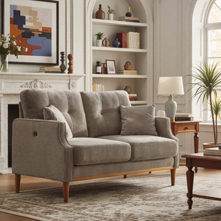 Sunvega Waterproof Fabric Loveseat Sofa with USB Charge Port and 2 Pillows