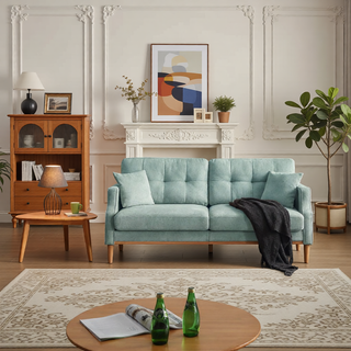 Sunvega Waterproof Fabric Loveseat Sofa with USB Charge Port and 2 Pillows