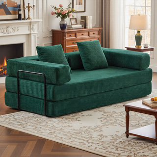 Sunvega Convertible Foldable Sofa Bed with Pillow Back Support Armrest for Living Room