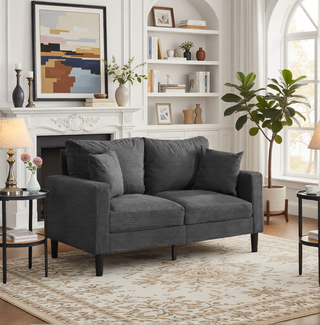Sunvega 74 Inch High Resilience Three Seater Sofa with Sturdy Wooden Frame
