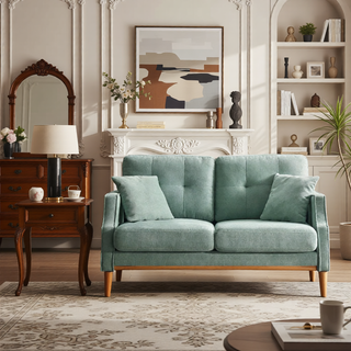 Sunvega Waterproof Fabric Loveseat Sofa with USB Charge Port and 2 Pillows