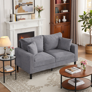 Sunvega 74 Inch High Resilience Three Seater Sofa with Sturdy Wooden Frame