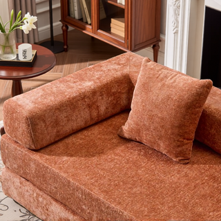 Sunvega Convertible Foldable Sofa Bed with Pillow Back Support Armrest for Living Room