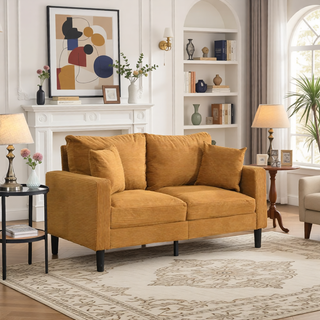 Sunvega 74 Inch High Resilience Three Seater Sofa with Sturdy Wooden Frame