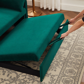 Sunvega 3-in-1 Adjustable Velvet Sleeper Sofa Bed with USB Port and Storage Pockets