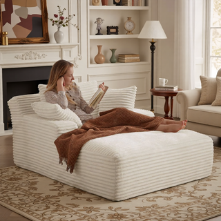 Sunvega Oversized Corduroy Upholstered Chaise Lounge Chair with Full Foam Cushioning