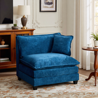 Sunvega Modern Green Chenille Fabric Cloud Sofa with Adjustable Backrest for Living Room