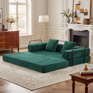 Sunvega Convertible Foldable Sofa Bed with Pillow Back Support Armrest for Living Room