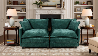 Sunvega Modern Green Chenille Fabric Cloud Sofa with Adjustable Backrest for Living Room
