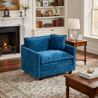 Sunvega Modern Green Chenille Fabric Cloud Sofa with Adjustable Backrest for Living Room