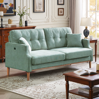 Sunvega Waterproof Fabric Loveseat Sofa with USB Charge Port and 2 Pillows