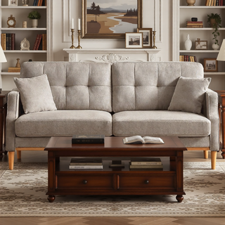 Sunvega Waterproof Fabric Loveseat Sofa with USB Charge Port and 2 Pillows