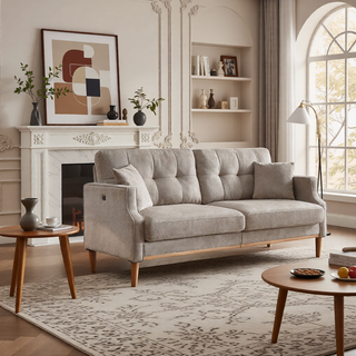 Sunvega Waterproof Fabric Loveseat Sofa with USB Charge Port and 2 Pillows