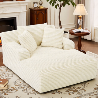 Sunvega Oversized Corduroy Upholstered Chaise Lounge Chair with Full Foam Cushioning