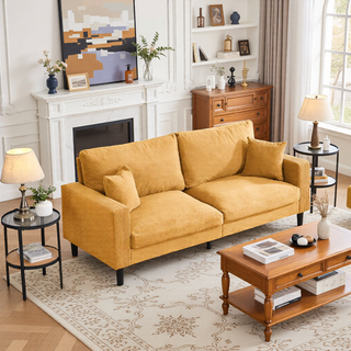 Sunvega 74 Inch High Resilience Three Seater Sofa with Sturdy Wooden Frame