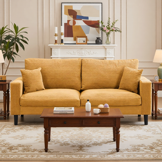 Sunvega 74 Inch High Resilience Three Seater Sofa with Sturdy Wooden Frame