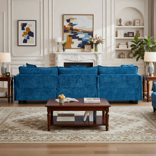 Sunvega Modern Green Chenille Fabric Cloud Sofa with Adjustable Backrest for Living Room