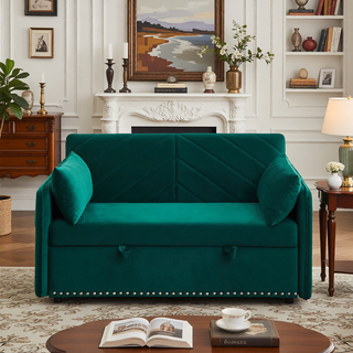 Sunvega 3-in-1 Adjustable Velvet Sleeper Sofa Bed with USB Port and Storage Pockets