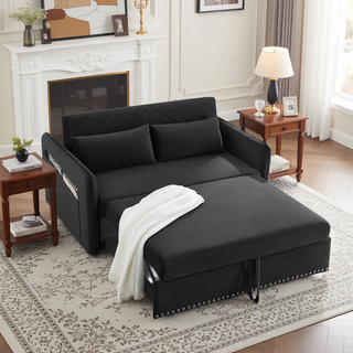 Sunvega 3-in-1 Adjustable Velvet Sleeper Sofa Bed with USB Port and Storage Pockets