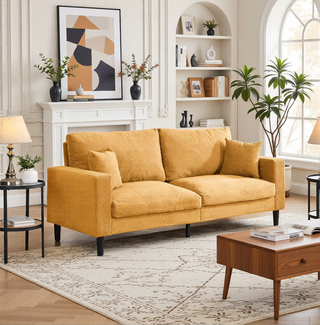Sunvega 74 Inch High Resilience Three Seater Sofa with Sturdy Wooden Frame