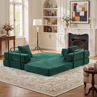 Sunvega Convertible Foldable Sofa Bed with Pillow Back Support Armrest for Living Room