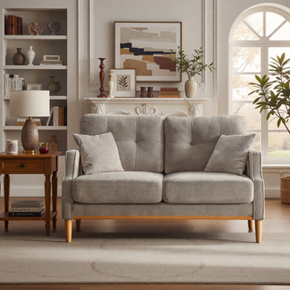 Sunvega Waterproof Fabric Loveseat Sofa with USB Charge Port and 2 Pillows