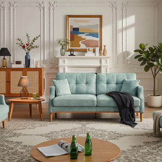 Sunvega Waterproof Fabric Loveseat Sofa with USB Charge Port and 2 Pillows