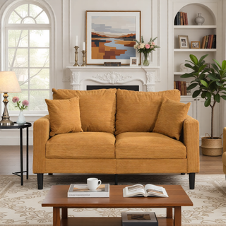 Sunvega 74 Inch High Resilience Three Seater Sofa with Sturdy Wooden Frame