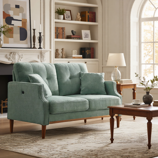 Sunvega Waterproof Fabric Loveseat Sofa with USB Charge Port and 2 Pillows