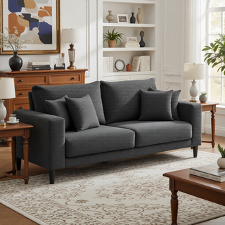 Sunvega 74 Inch High Resilience Three Seater Sofa with Sturdy Wooden Frame