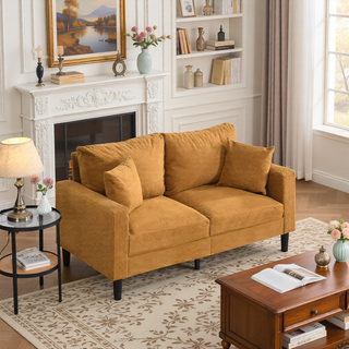 Sunvega 74 Inch High Resilience Three Seater Sofa with Sturdy Wooden Frame