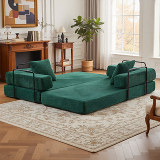 Sunvega Convertible Foldable Sofa Bed with Pillow Back Support Armrest for Living Room
