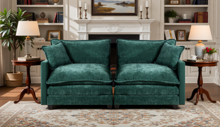 Sunvega Modern Green Chenille Fabric Cloud Sofa with Adjustable Backrest for Living Room