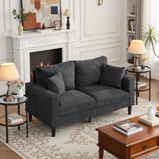 Sunvega 74 Inch High Resilience Three Seater Sofa with Sturdy Wooden Frame