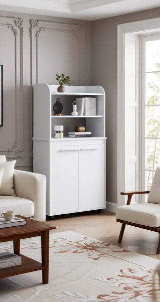 Sunvega Black Multistorage Pantry Cabinet with One Drawer and Two Shelves