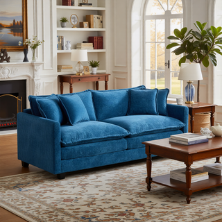Sunvega Modern Green Chenille Fabric Cloud Sofa with Adjustable Backrest for Living Room