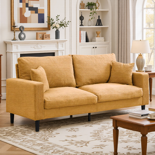 Sunvega 74 Inch High Resilience Three Seater Sofa with Sturdy Wooden Frame