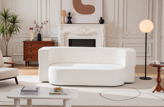 Sunvega Chenille Fabric Convertible Sofa Bed with High-Density Rebound Sponge for Living Room