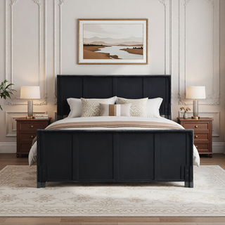 Sunvega Modern Upholstered King Size Platform Bed Frame with Button Tufted Headboard