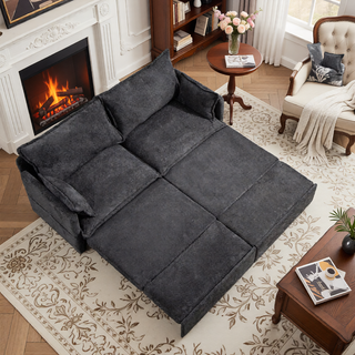 Sunvega 73.6-inch Ergonomic 3-in-1 Sofa Bed with Supportive Corduroy Convertible Sleeper