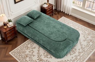 Sunvega Chenille Fabric Convertible Sofa Bed with High-Density Rebound Sponge for Living Room
