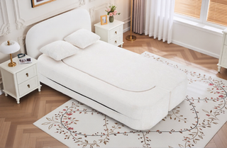 Sunvega Chenille Fabric Convertible Sofa Bed with High-Density Rebound Sponge for Living Room